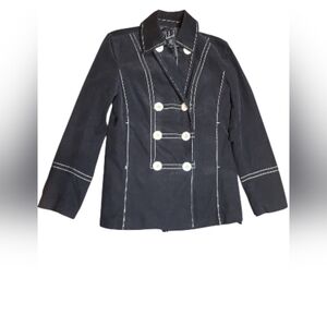 INC International Concepts Black Corduroy Jacket with Cream Accents Size Small